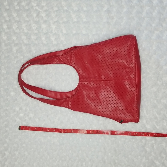 Nine West Red Cut Out Circle and Diamond Design Two Pocket Shoulder Bag Purse - Picture 10 of 11